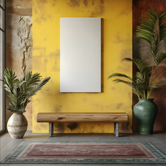 M Ruddells interior design features a brazilian urban chic modern aesthetic with industrial accents set against a backdrop of a tropic yellow latex painted old wall