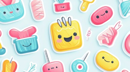 Cute Cartoon Sewing Tools and Supplies Stickers