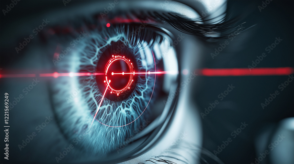 Aufkleber a close-up of a medical eye-tracking device, showing an animated eye on the screen with tracking poi