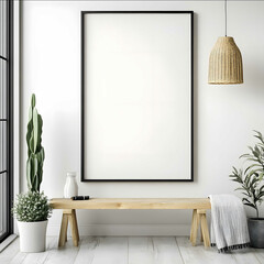 just a large frame for a poster on its own on a blank white background