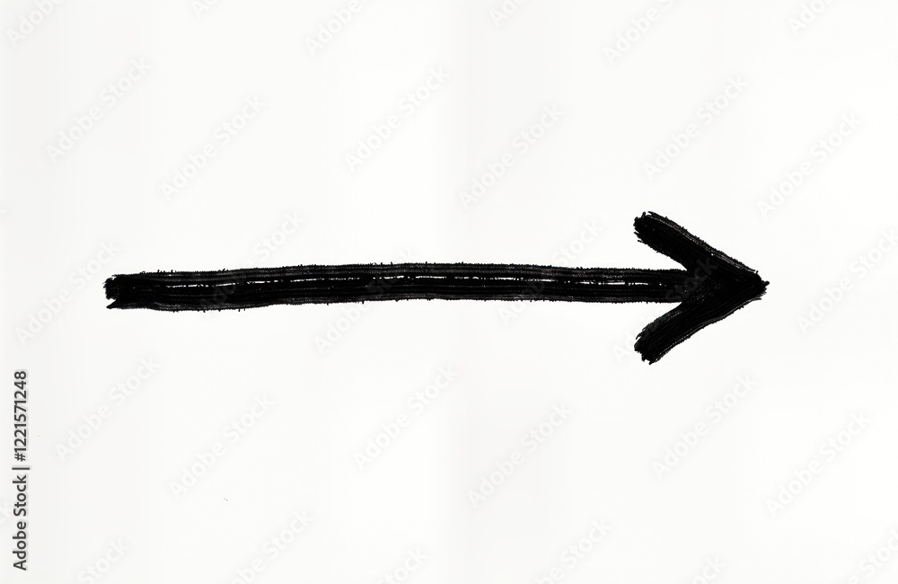 Poster simple black arrow drawn on white background. hand drawn graphic element. direction indicator. easy 
