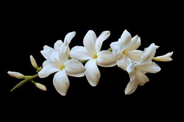 Obraz premium A bouquet of white flowers sits against a dark, black background