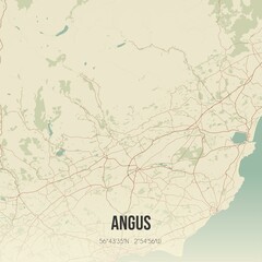 Retro UK map of Angus. Vintage street map.