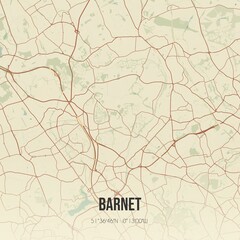 Retro UK map of Barnet. Vintage street map.