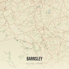 Retro UK map of Barnsley. Vintage street map.