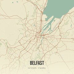 Obraz premium Retro UK map of Belfast. Vintage street map.