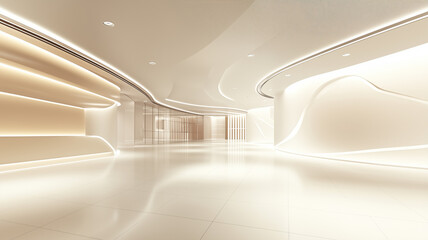 Obraz premium Abstract Modern Interior With Curved Walls And Bright Lighting