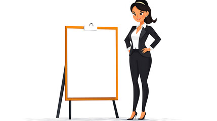 A woman stands in front of a white board with a smile on her face. generated using AI