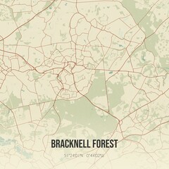 Retro UK map of Bracknell Forest. Vintage street map.