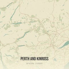 Fototapeta premium Retro UK map of Perth and Kinross. Vintage street map.