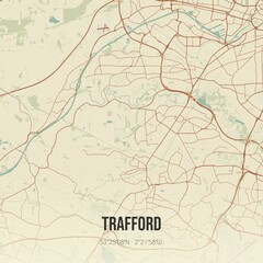 Retro UK map of Trafford. Vintage street map.