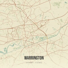 Retro UK map of Warrington. Vintage street map.