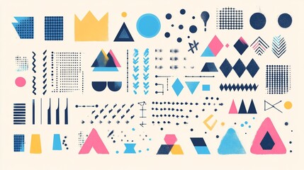 Collection of abstract geometric shapes and patterns.
