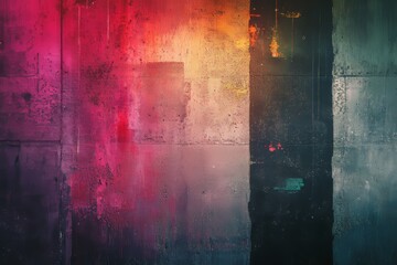 Naklejka premium Vibrant Colors Blend on Urban Concrete in an Artistic Display of Light and Shadow During Sunset Hours in a Cityscape