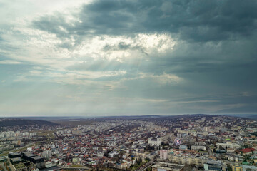 Aerial Iasi urban cityscape, Romania.