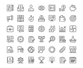 Business icons. Outline symbols collection. Premium vector line icons set