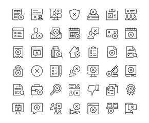Rejection icons. Outline symbols collection. Premium vector line icons set