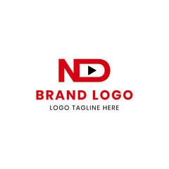 Abstract ND creative play logo design | Vector N and D Letter Logo Design | Business Flat Vector Logo Design
