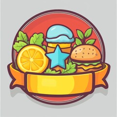 Summer Treats Ice cream, burger, lemon, banner.  Menu design