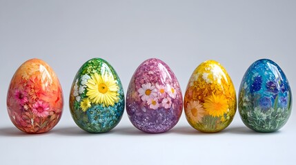 Fototapeta premium colorful easter eggs with flowers