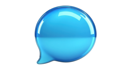 Text box, blue speech bubble on transparent background