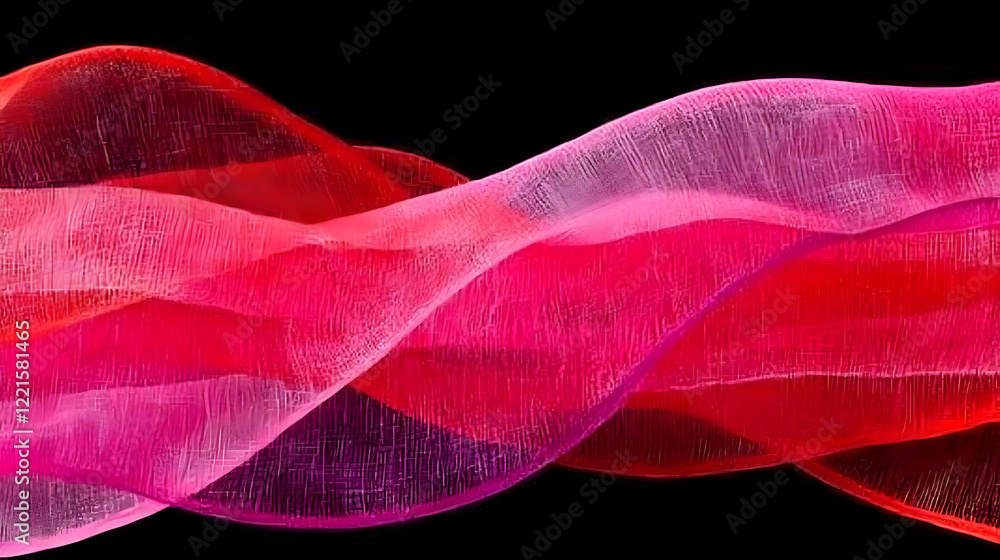 Poster red and pink wave of fabric flowing elegantly in soft light with gentle curves and textures