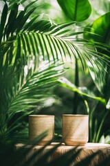 Obraz premium House plants in pots of natural color create a cozy atmosphere. Green lifestyle, eco-products