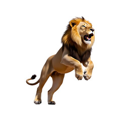 Obraz premium Lion running isolated on transparent background. Lion png. Wild predatory animals