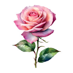 Watercolor pink roses flowers, symbol of love, wedding, purity, vector illustration.