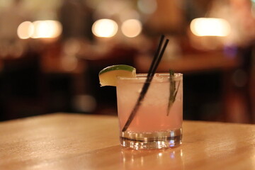 Colorful cocktail on the table at a restaurant in southern, Minnesota