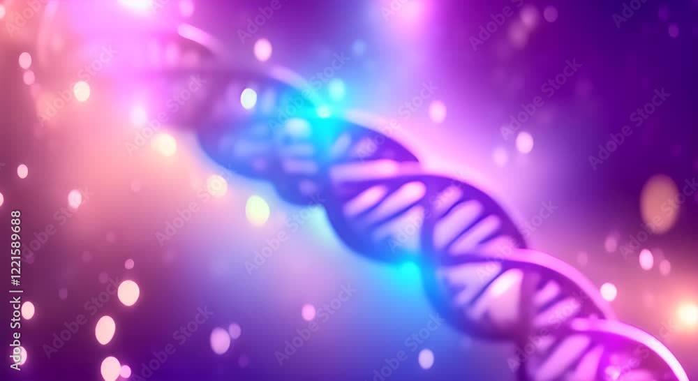Aufkleber glitched shiny dna spiral molecule rotating in space seamless loop animation background new quality 