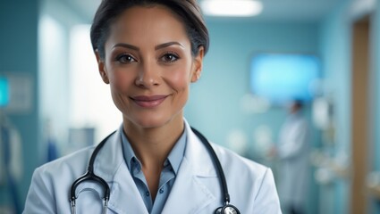 Cute Smiling Female Doctor in Medical Setting