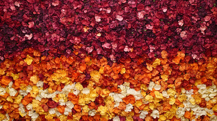 Vibrant wall of colorful flowers in a natural outdoor setting