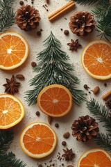 Beautifully decorated Christmas tree with pine cones and orange slices