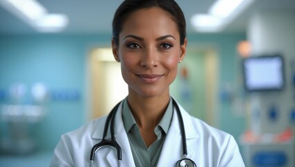 Smiling Female Doctor in Medical Setting