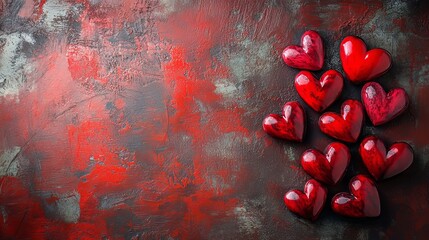 Happy Valentinea??s Day with creative love composition of hearts.