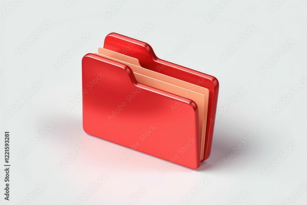 Poster a 3d rendering of a red folder icon, suggesting organization and data storage.