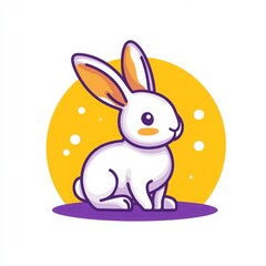 Minimalistic Easter bunny icon with thin outline in flat style Generative AI