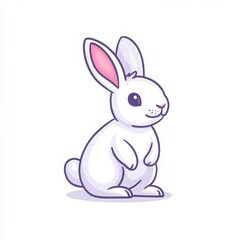 Obraz premium Minimalistic Easter bunny icon with thin outline in flat style Generative AI
