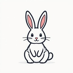 Obraz premium Minimalistic Easter bunny icon with thin outline in flat style Generative AI