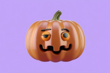 A 3D rendered cartoon pumpkin with a mischievous, winking expression.