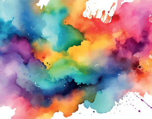 Vector rainbow watercolor background, hand painted on paper, banner, postcard, invitation