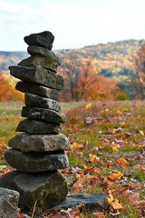 stack of stones in the forest