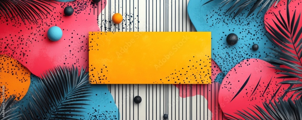 Wall mural vibrant abstract background with yellow center and colorful geometric patterns