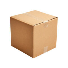 Simple cardboard box with a clean surface and sealed top, ready for shipping or storage 