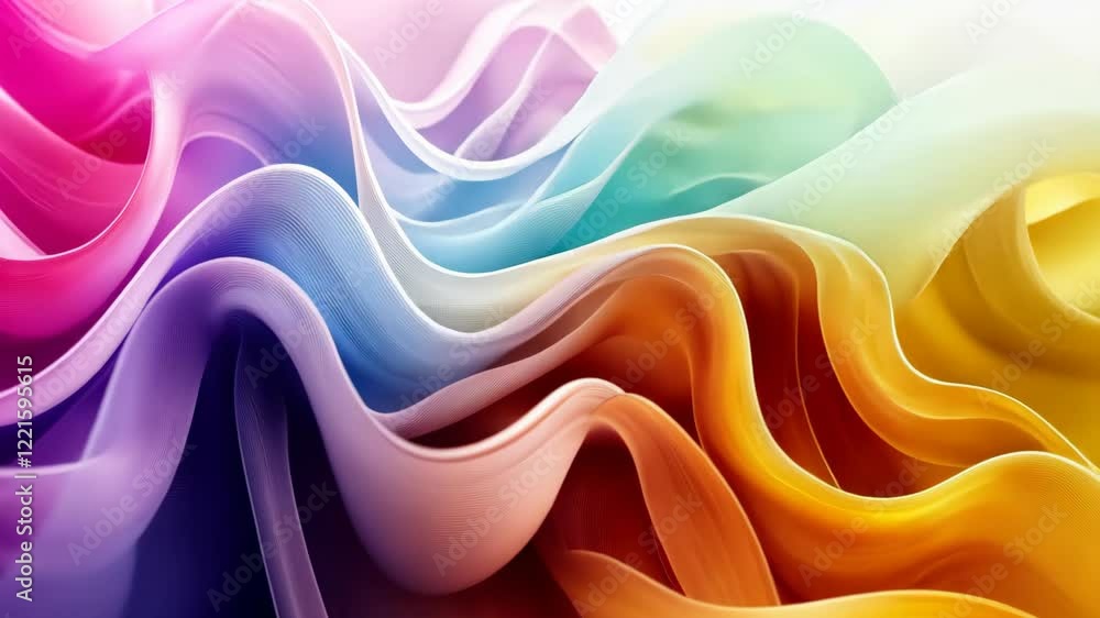 Aufkleber colorful abstract fabric waves creating a serene and enchanting visual effect in soft pastel tones