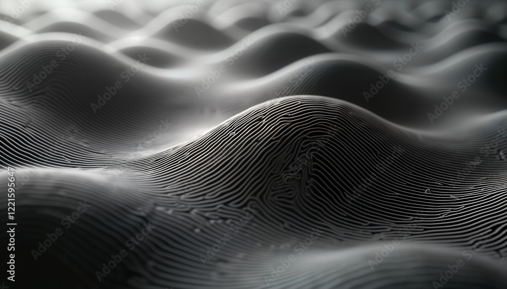 Poster abstract pattern of 3d landscape. ai generated digital topography. line pattern design. black, gray 