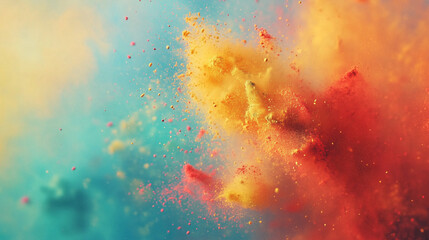 Colorful cloud of Holi festival powders in the air