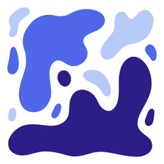 Abstract liquid spreading forms on a white background