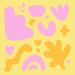 Abstract liquid plant forms on a yellow background